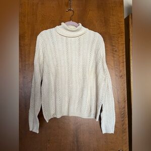JEANNE PIERRE Cream Textured Turtleneck Sweater